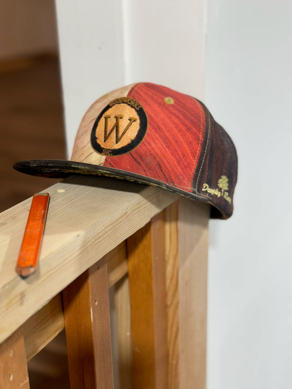 Custom Woodworks Logo Hat – Suede Bill & Silk-Lined
